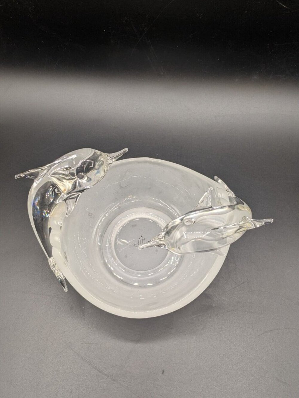 Glass Dolphins Votive Tealight Clear Frosted Candle Holder Dish PartyLite - Picture 2 of 7